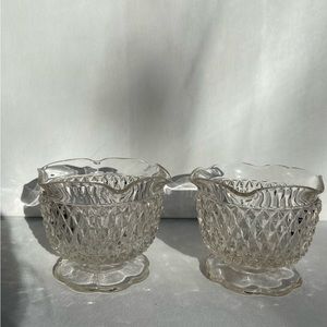 Indiana Glass Diamond Point Clear Condiment Bowls Set of 2